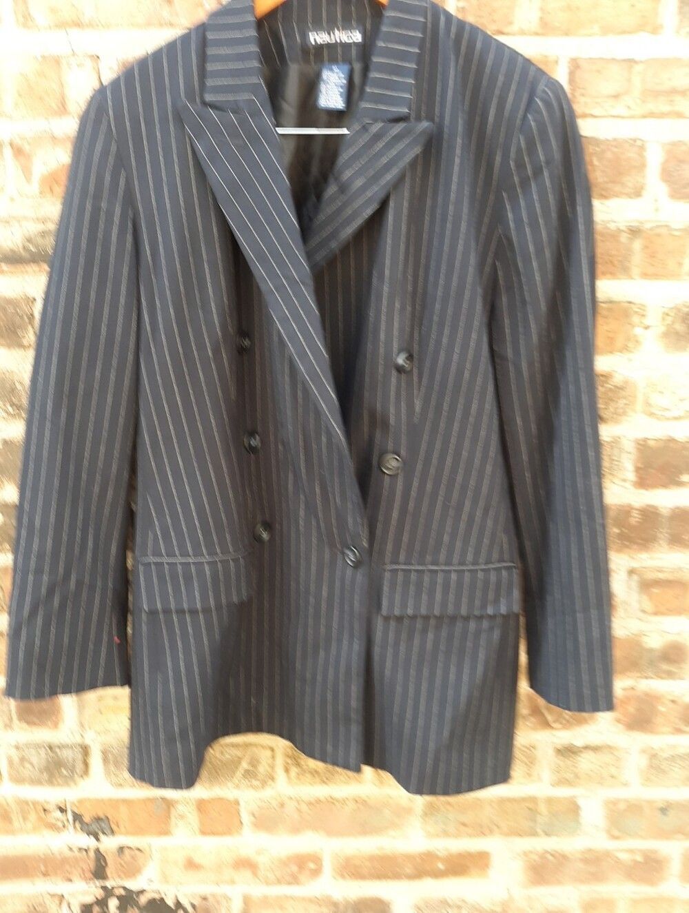 Nautica Navy Blue Striped Double Breasted Blazer Jacket 10